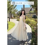 Váy Tiểu Thư Dáng Maxi Alice Chất Tơ Voan, Đầm Hai Dây Ngực Phối Bèo Nhún Nữ Tính T490 — ảnh 2