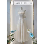 Váy Tiểu Thư Dáng Maxi Alice Chất Tơ Voan, Đầm Hai Dây Ngực Phối Bèo Nhún Nữ Tính T490 — ảnh 5