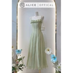 Váy Tiểu Thư Dáng Maxi Alice Chất Tơ Voan, Đầm Hai Dây Ngực Phối Bèo Nhún Nữ Tính T490 — ảnh 6