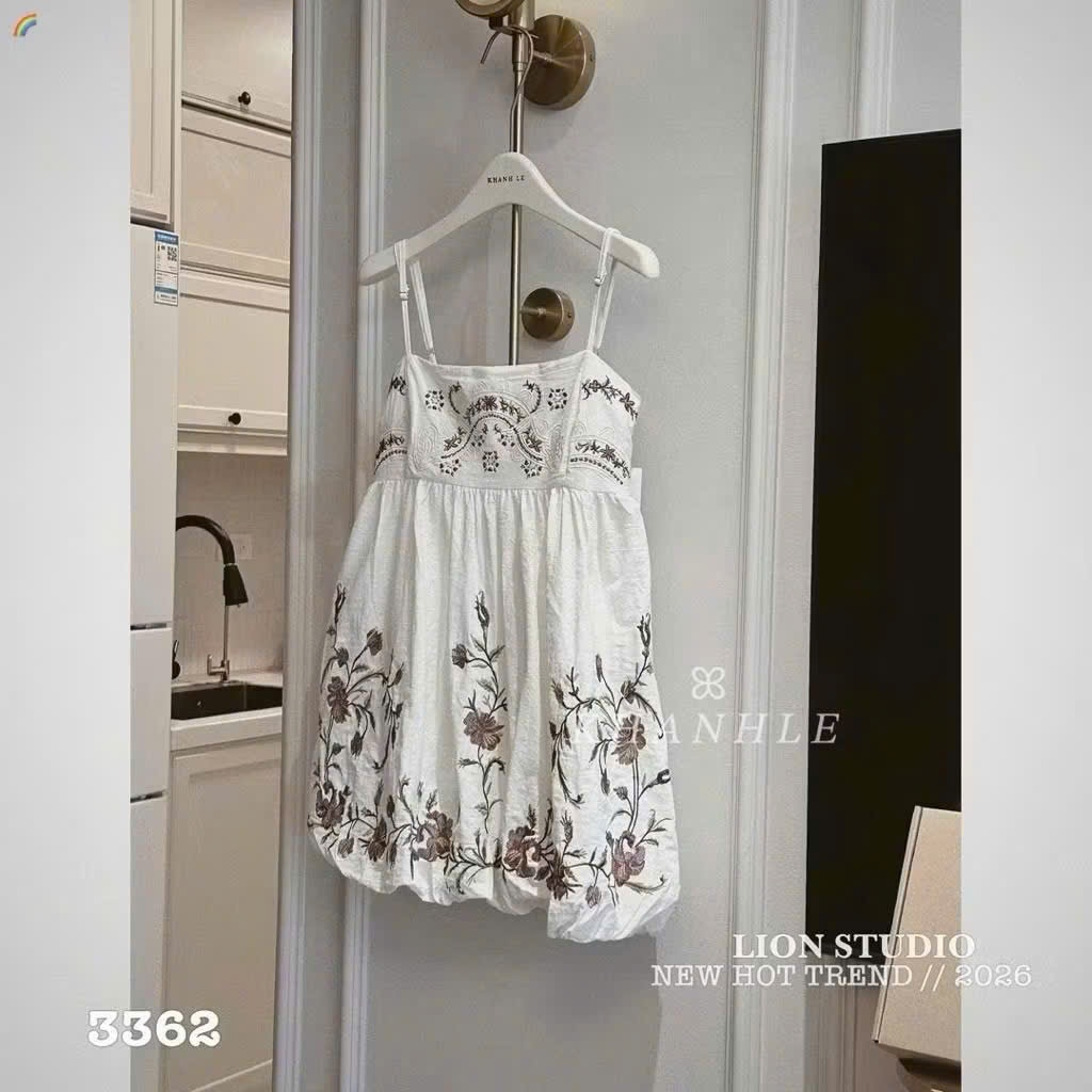 VÁY 2 DÂY DÁNG BÍ PHỒNG IN HOA DÁNG XÒE XINH XẮN - VÁY NỮ NÀNG THƠ CHAMIE VA7110