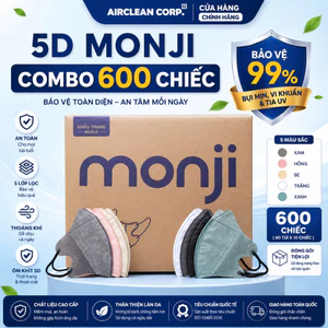 5D MONJI - Thùng 600 Chiếc Khẩu Trang 3 Lớp Kháng Khuẩn,Chống Bụi Mịn