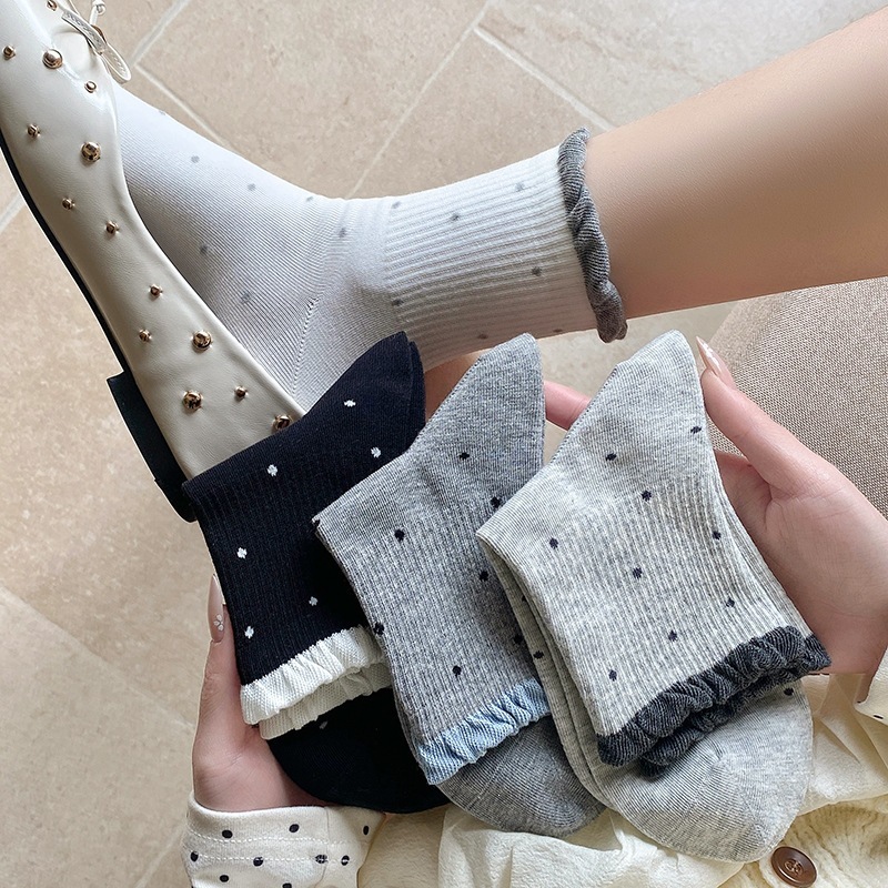 Vớ Tất nữ chấm bi cổ nhún 5 màu siêu dễ thương, xinh xắn