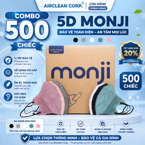 Khẩu Trang 5D Mask Monji - Thùng 500 Chiếc 3 Lớp Kháng Khuẩn
