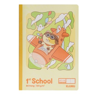 KLONG - Tập Vở 5 Ô Ly Học Sinh Giấy DÀY Ngà - May Gáy Dán 1st School Animal Adventures B5¯ 80 / 48 trang 120/76; MS: 042