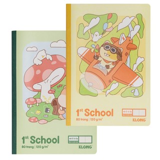 KLONG - Tập Vở 5 Ô Ly Học Sinh Giấy DÀY Ngà - May Gáy Dán 1st School Animal Adventures B5¯ 80 / 48 trang 120/76; MS: 042
