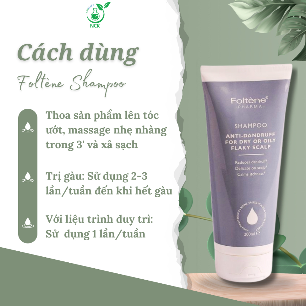 [NCK Farmacy] Dầu Gội FOLTÈNE Giảm Rụng Tóc, Phục Hồi Nang Tóc Làm Dày Tóc Cho Nam Nữ