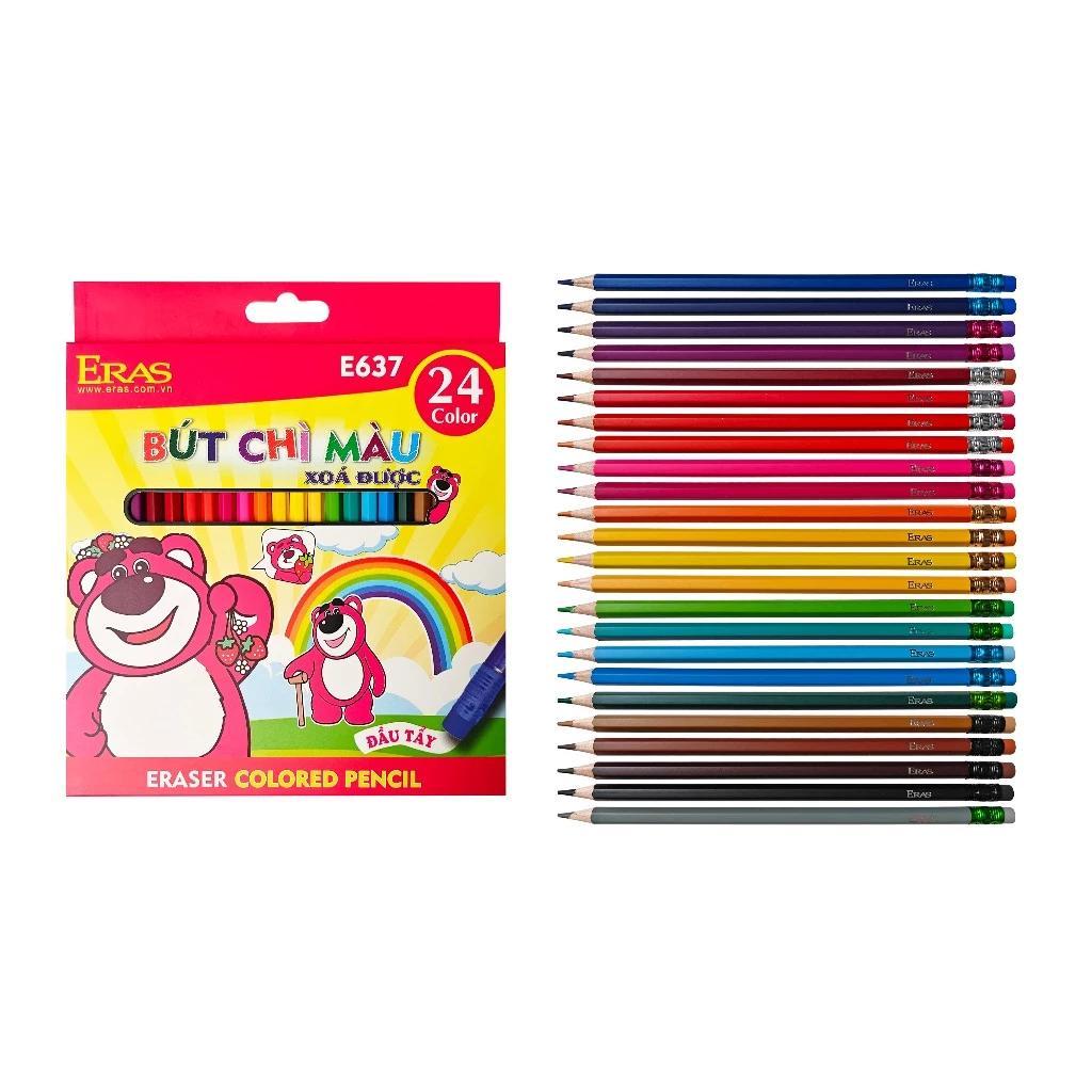 Hộp Bút Chì Màu 12/18/24/36 Màu Xóa Được, Có Đầu Tẩy E635/E636/E637/E638
