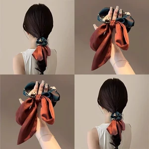 Buộc Tóc Scrunchie Lụa Phối Nơ Dài Hàn Quốc – Buộc Tóc Nữ Thanh Lịch Phong Cách Nàng Thơ