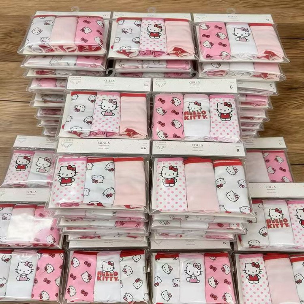 Set 3 quần chip bé gái 2–8 tuổi (12–25kg) hình Hello Kitty K053 hàng xuất dư dễ thương