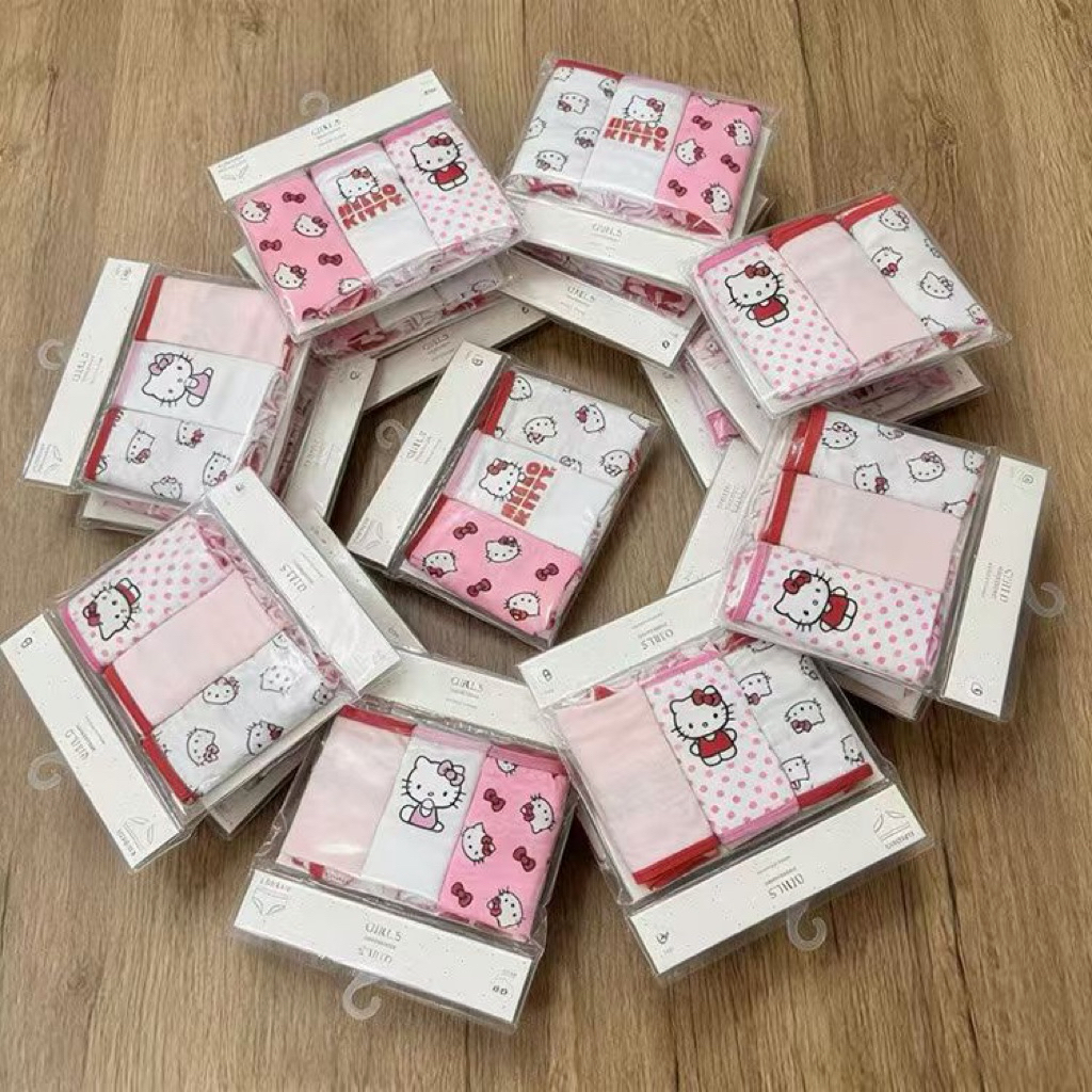 Set 3 quần chip bé gái 2–8 tuổi (12–25kg) hình Hello Kitty K053 hàng xuất dư dễ thương