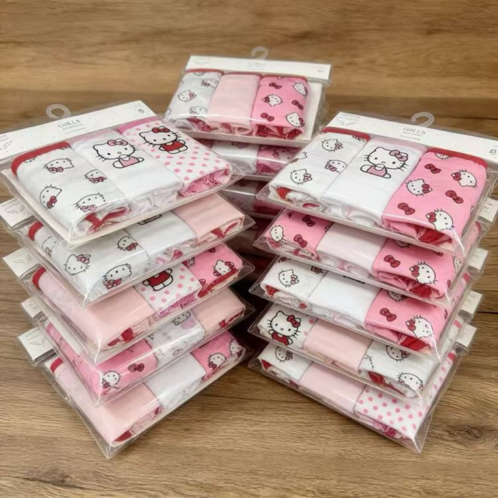 Set 3 quần chip bé gái 2–8 tuổi (12–25kg) hình Hello Kitty K053 hàng xuất dư dễ thương