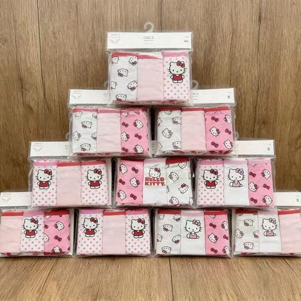 Set 3 quần chip bé gái 2–8 tuổi (12–25kg) hình Hello Kitty K053 hàng xuất dư dễ thương
