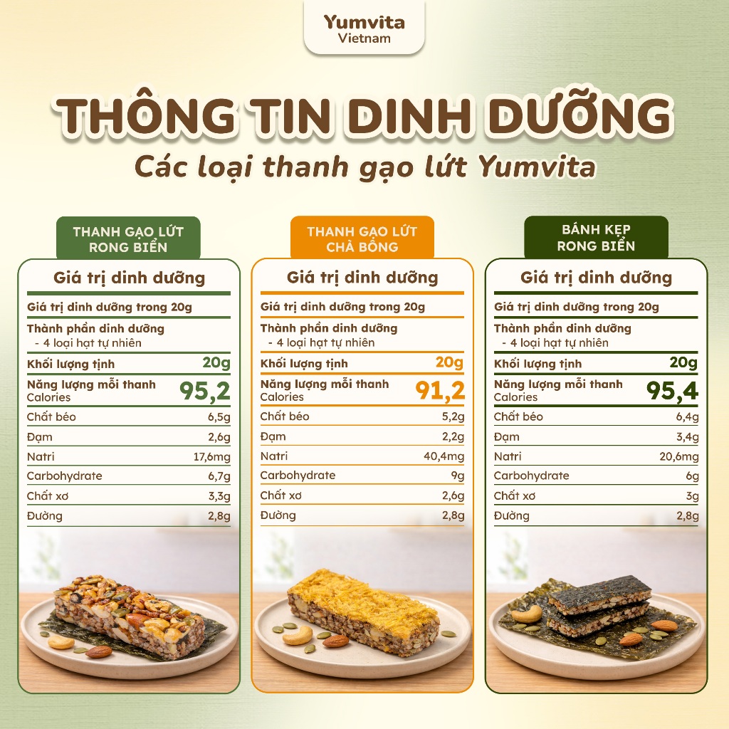 [MUA 2 GIẢM 40%] Thanh Gạo Lứt vị Rong Biển Và Bánh Kẹp Rong Biển Yumvita - Hộp 10 Thanh 200gr