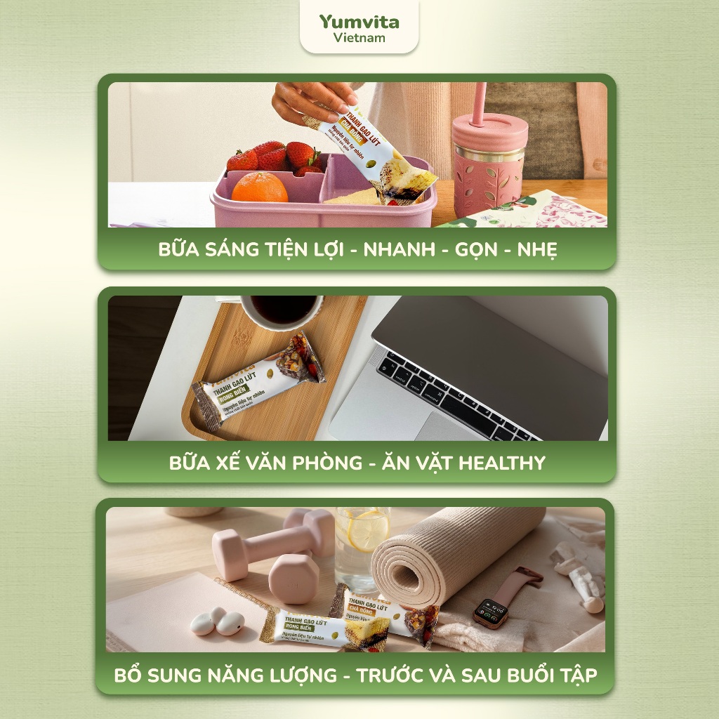 Thanh Gạo Lứt Dinh Dưỡng Vị Rong Biển Yumvita - Hộp 10 Thanh 200g Phù Hợp Ăn Kiêng Lành Mạnh Healthy