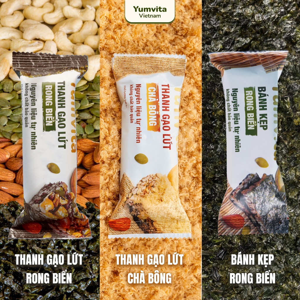 [MUA 3 GIẢM 45%] Bánh Kẹp Rong Biển Yumvita - 3 Hộp 10 Thanh 200g Ăn Vặt Dinh Dưỡng Lành Mạnh