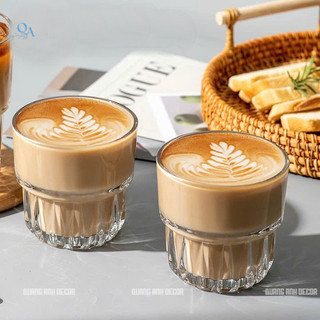 SET 6 Ly Thủy Tinh Trong Suốt Vân Sọc | Ly Thủy Tinh Cao Cấp Chịu Nhiệt - Ly Uống Cà Phê, Trà, Nước Ép DECOR Bàn