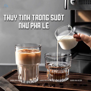 SET 6 Ly Thủy Tinh Trong Suốt Vân Sọc | Ly Thủy Tinh Cao Cấp Chịu Nhiệt - Ly Uống Cà Phê, Trà, Nước Ép DECOR Bàn
