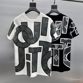 Áo Thun Nam Nữ Họa Tiết Chữ Lồng Cổ Tròn Chất Cotton Cao Cấp Co Giãn 4 Chiều H-LUXURY