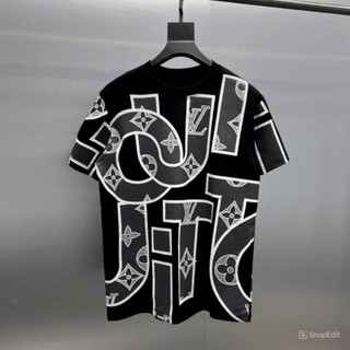 Áo Thun Nam Nữ Họa Tiết Chữ Lồng Cổ Tròn Chất Cotton Cao Cấp Co Giãn 4 Chiều H-LUXURY