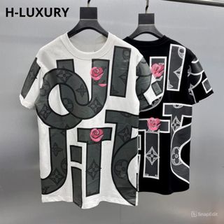 Áo Thun Nam Nữ Họa Tiết Chữ Lồng Cổ Tròn Chất Cotton Cao Cấp Co Giãn 4 Chiều H-LUXURY