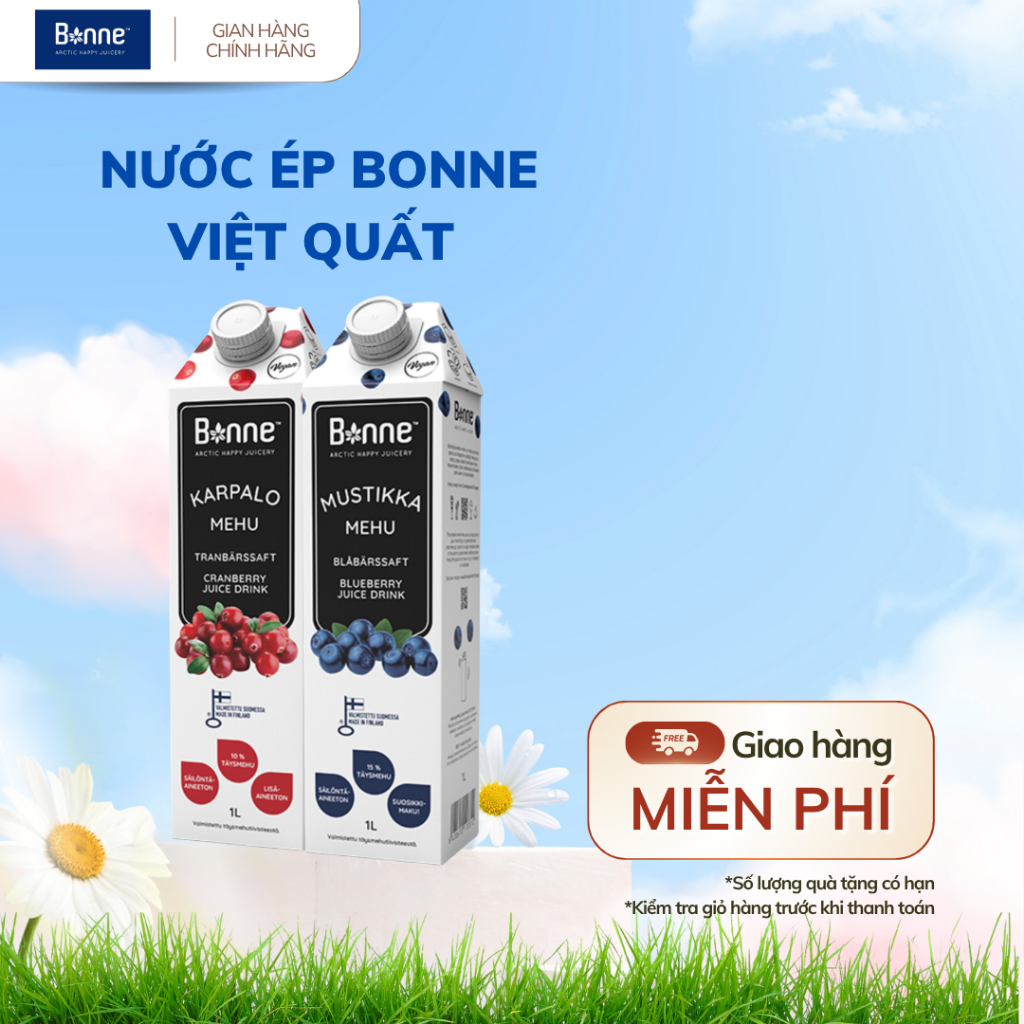 Nước Ép Bonne Phần Lan 1 Hộp 1L - Nam Việt Quất - Việt Quất