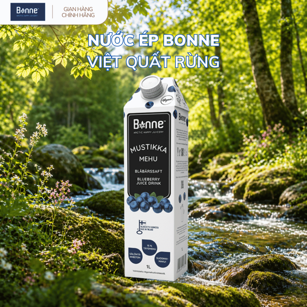 Nước Ép Bonne Phần Lan 1 Hộp 1L - Nam Việt Quất - Việt Quất