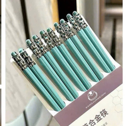 Set 5 đôi đũa ăn cơm cao cấp, sợi thuỷ tinh kháng khuẩn chống mốc chịu nhiệt cao mạ bạc sang trọng 05 ntt95