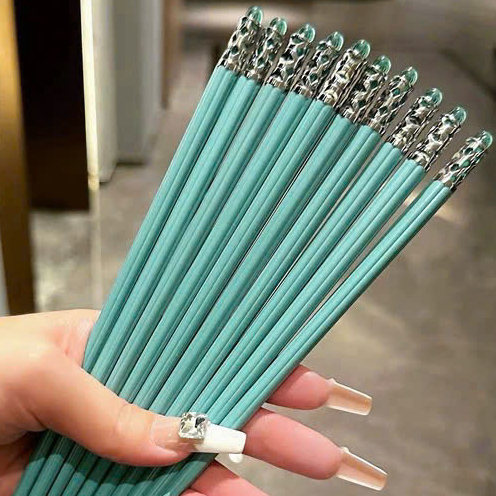Set 5 đôi đũa ăn cơm cao cấp, sợi thuỷ tinh kháng khuẩn chống mốc chịu nhiệt cao mạ bạc sang trọng 05 ntt95