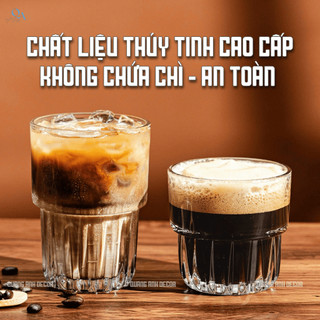 Bộ 6 Cốc Thủy Tinh Vân Sọc 2 Tầng Chịu Nhiệt | Cốc Uống Cà Phê ESPRESSO Latte Cao Cấp - Sang Trọng