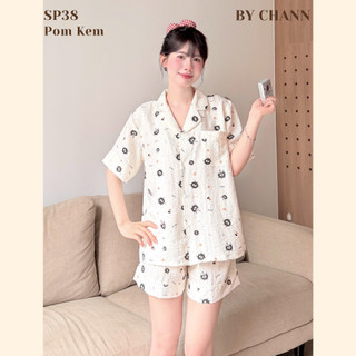 Bộ Ngủ BY CHANN (SP38) áo cộc quần cộc họa tiết có bigsize đến 80kg