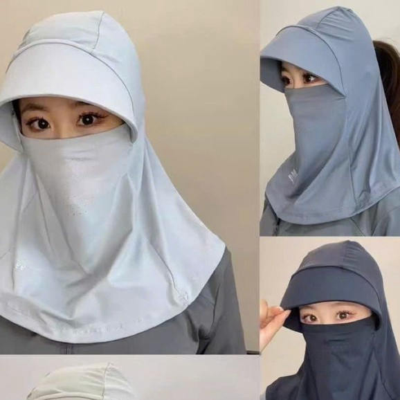 Mũ chống nắng MAFILOP - Mũ che nắng thoáng khí Kèm Khẩu Trang Vải Thun Lạnh Mát có khăn choàng chống nắng đi xe đạp achu