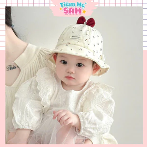 Mũ Bèo Công Chúa Cho Bé Gái 3-15 Tháng Họa Tiết Nơ Tai Thỏ Dễ Thương Cotton Có Quai - Tiệm Mẹ Sam 97 - MUG01
