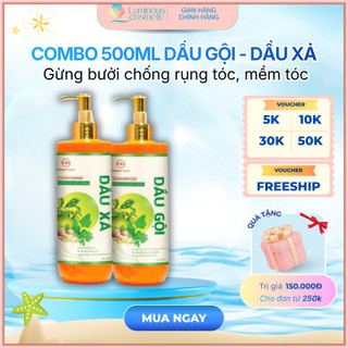 Combo Dầu Gội Xả Hamyy Skin Ngải Cứu Bưởi Gừng Giảm Rụng Tóc, Sạch Gàu, Hỗ Trợ Mọc Tóc, Dưỡng Tóc Chắc Khỏe