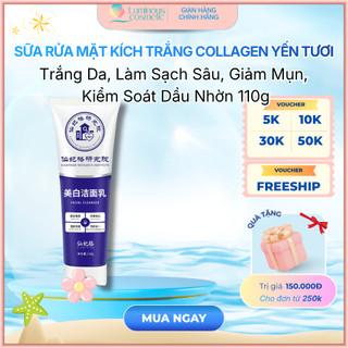 Sữa Rửa Mặt Kích Trắng Collagen Yến Tươi, Sữa Rửa Mặt Trắng Da Làm Sạch Sâu Giảm Mụn Kiểm Soát Dầu Nhờn 110g