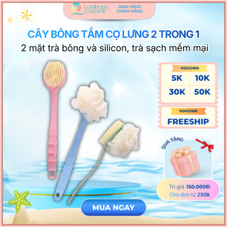 #Cây bông tắm cọ lưng 2 trong 1, 2 mặt trà bông và silicon, trà sạch mềm mại ms420