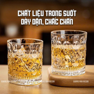 Ly Thủy Tinh Cao Cấp Uống R.ư.ợ.u, Whisky, Chivas, Rock Họa Tiết XO  | Phong Cách Bắc Âu Sang Trọng