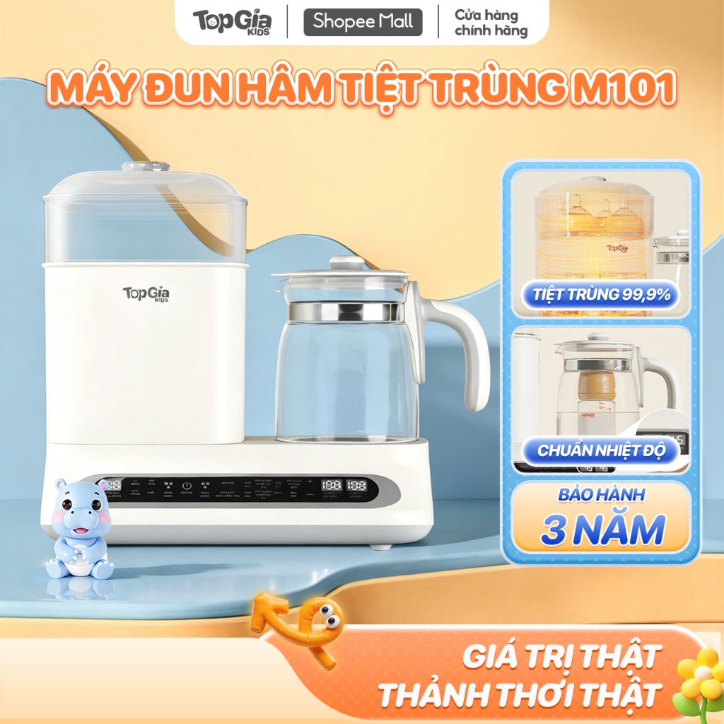 Máy đun hâm pha sữa và sấy khô tiệt trùng đa năng TopGiaKids M1-01 - Bảo hành 3 năm chính hãng