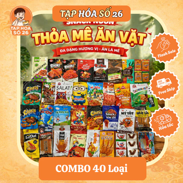 [Combo 40 gói] Đồ Ăn Vặt Hot Trend - Đồ Ăn Vặt Tuổi Thơ - Đồ Ăn Vặt Cổng Trường