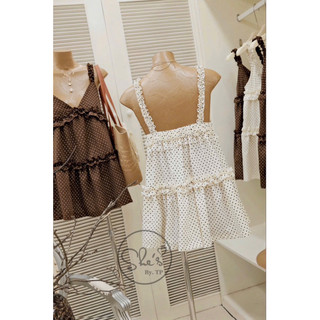 Áo Đũi Babydoll Chấm Bi Xoè Kèm Quần Bồng Chuẩn She’s