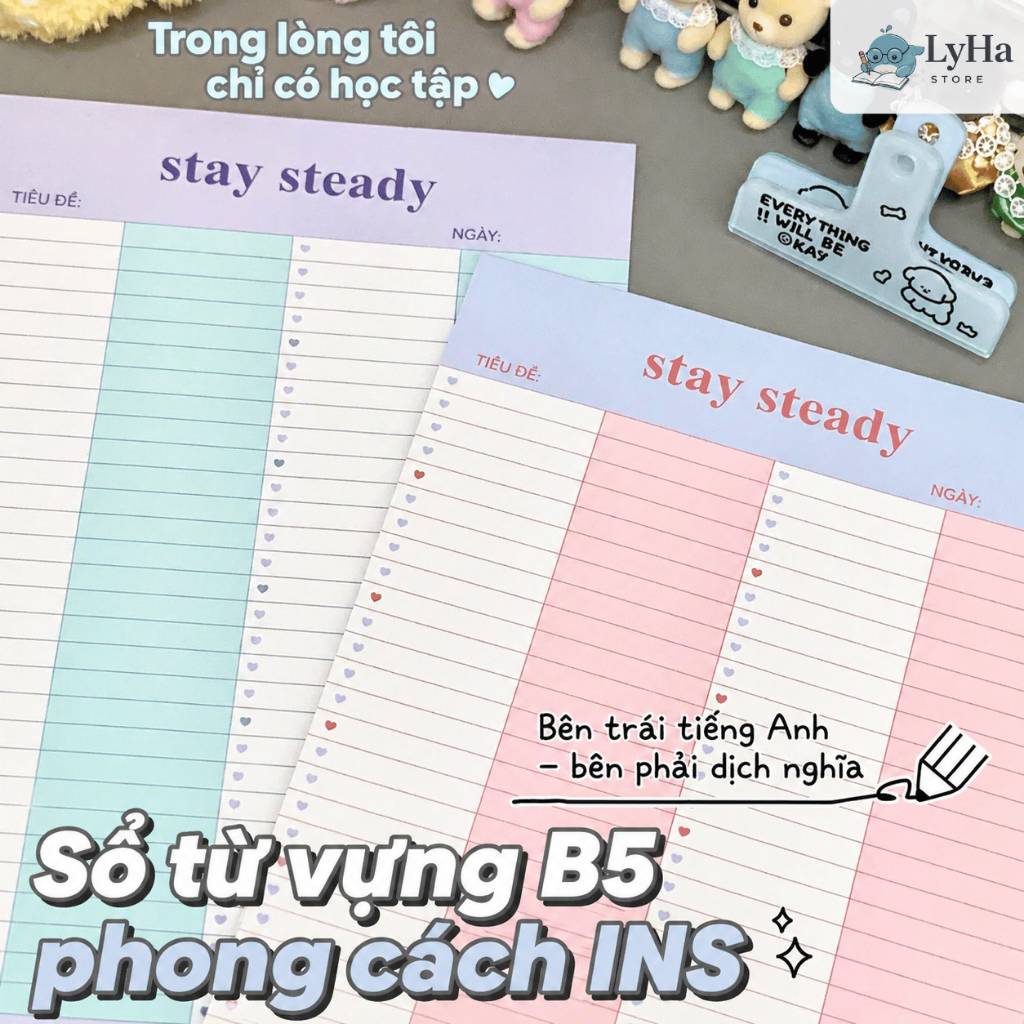 Giấy Học Từ Vựng B5 Dày 100gsm 30 Tờ Viết Từ Mới Ngữ Pháp Stay Steady Tăng Cảm Hứng Hiệu Quả HọcTập