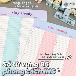 Giấy Học Từ Vựng B5 Dày 100gsm 30 Tờ Viết Từ Mới Ngữ Pháp Stay Steady Tăng Cảm Hứng Hiệu Quả HọcTập