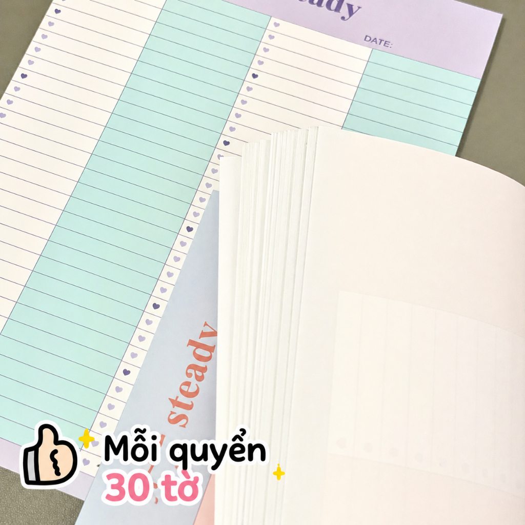Giấy Học Từ Vựng B5 Dày 100gsm 30 Tờ Viết Từ Mới Ngữ Pháp Stay Steady Tăng Cảm Hứng Hiệu Quả HọcTập