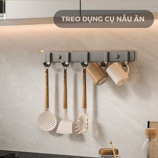 Móc treo nhà tắm đa năng dán tường nhôm không gỉ, dán sau cửa chịu lực lớn kèm keo + đinh cố định HomieTech