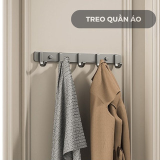 Móc treo nhà tắm đa năng dán tường nhôm không gỉ, dán sau cửa chịu lực lớn kèm keo + đinh cố định HomieTech
