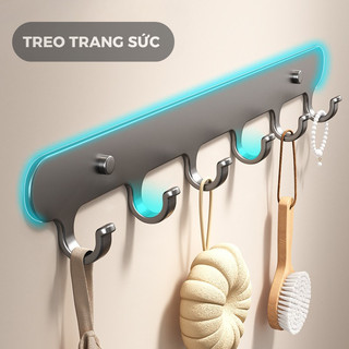 Móc treo nhà tắm đa năng dán tường nhôm không gỉ, dán sau cửa chịu lực lớn kèm keo + đinh cố định HomieTech