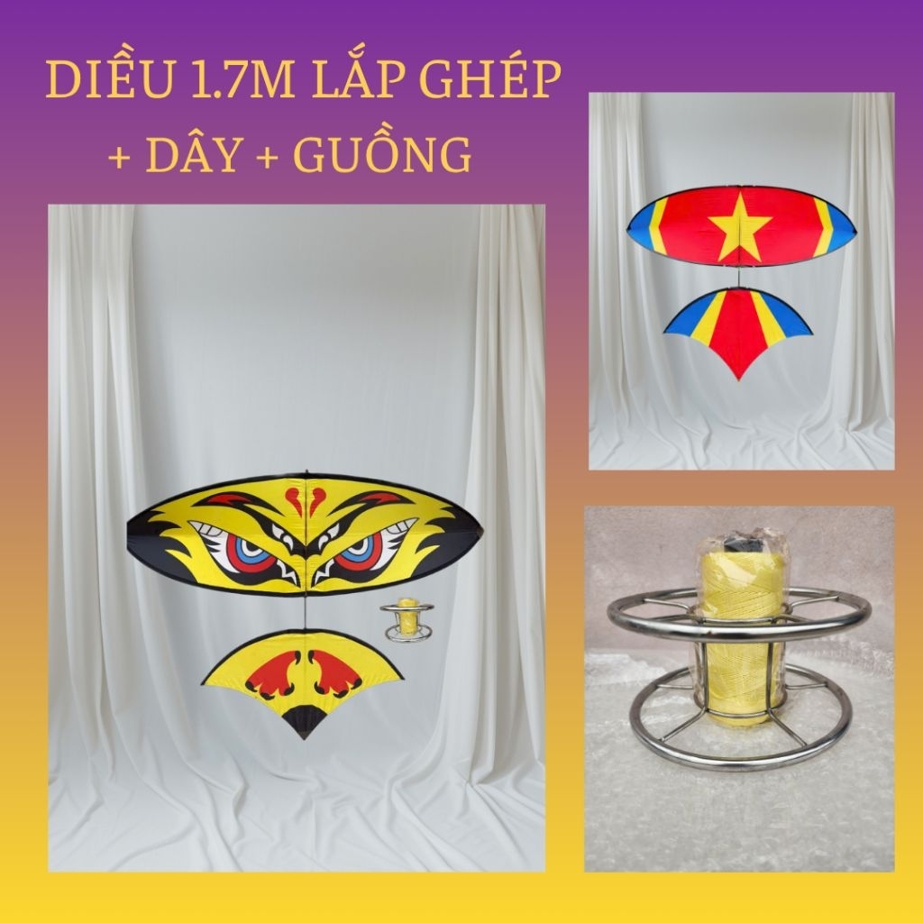 💥 Combo diều 1.7m + Dây 300m + Guồng 💥
