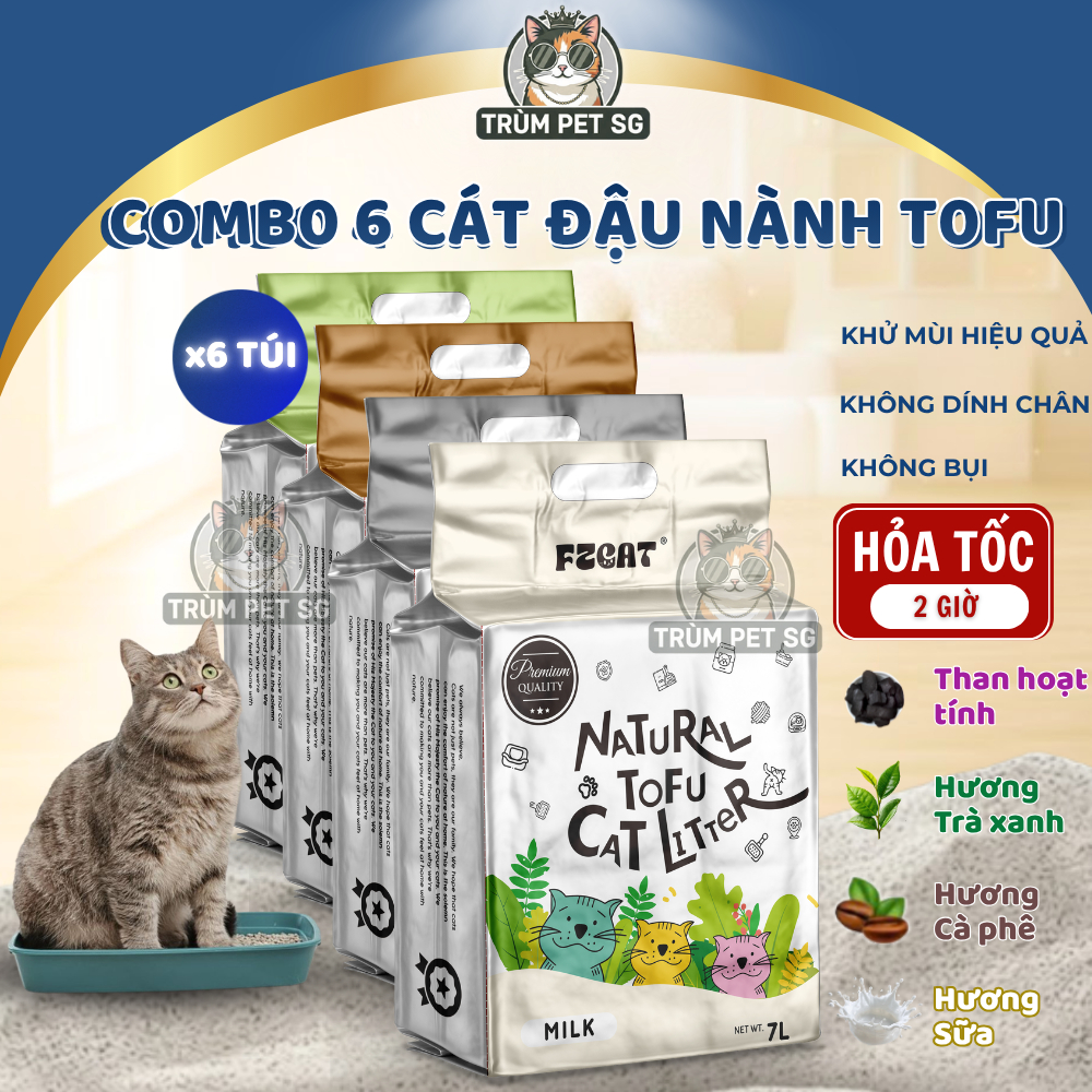 [1BAO 6 TÚI] Cát Đậu Nành Cho Mèo Natural ToFu Catsme 7L,Cát Vệ Sinh Cho Mèo Độ Vón Cao, Không Bụi, Khử Mùi, Lành Tính