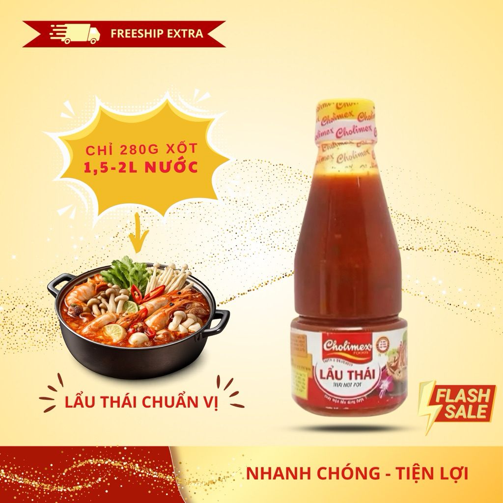Xốt lẩu thái Cholimex chai pet 280g - Chay mặn đều dùng được, chuẩn vị
