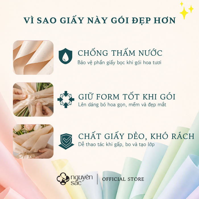 Giấy Bóng Mờ Gói Hoa Gói Quà 57x57cm Nhiều Màu - Set 20 Tờ Giấy Gói Hoa Trơn Một Màu, Trang Trí