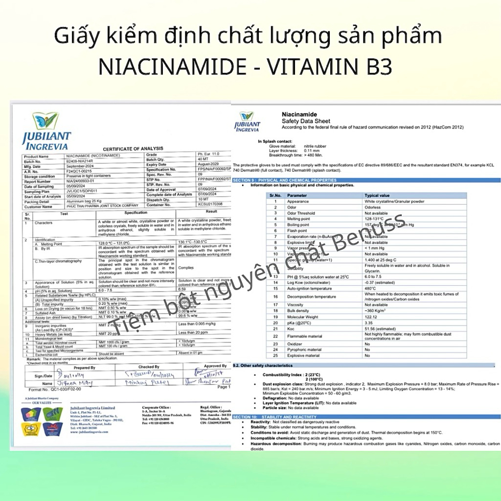 Bột Niacinamide Nguyên Chất 100gram - Dưỡng Trắng , Đều Màu Da Body - Nguyên liệu mỹ phẩm